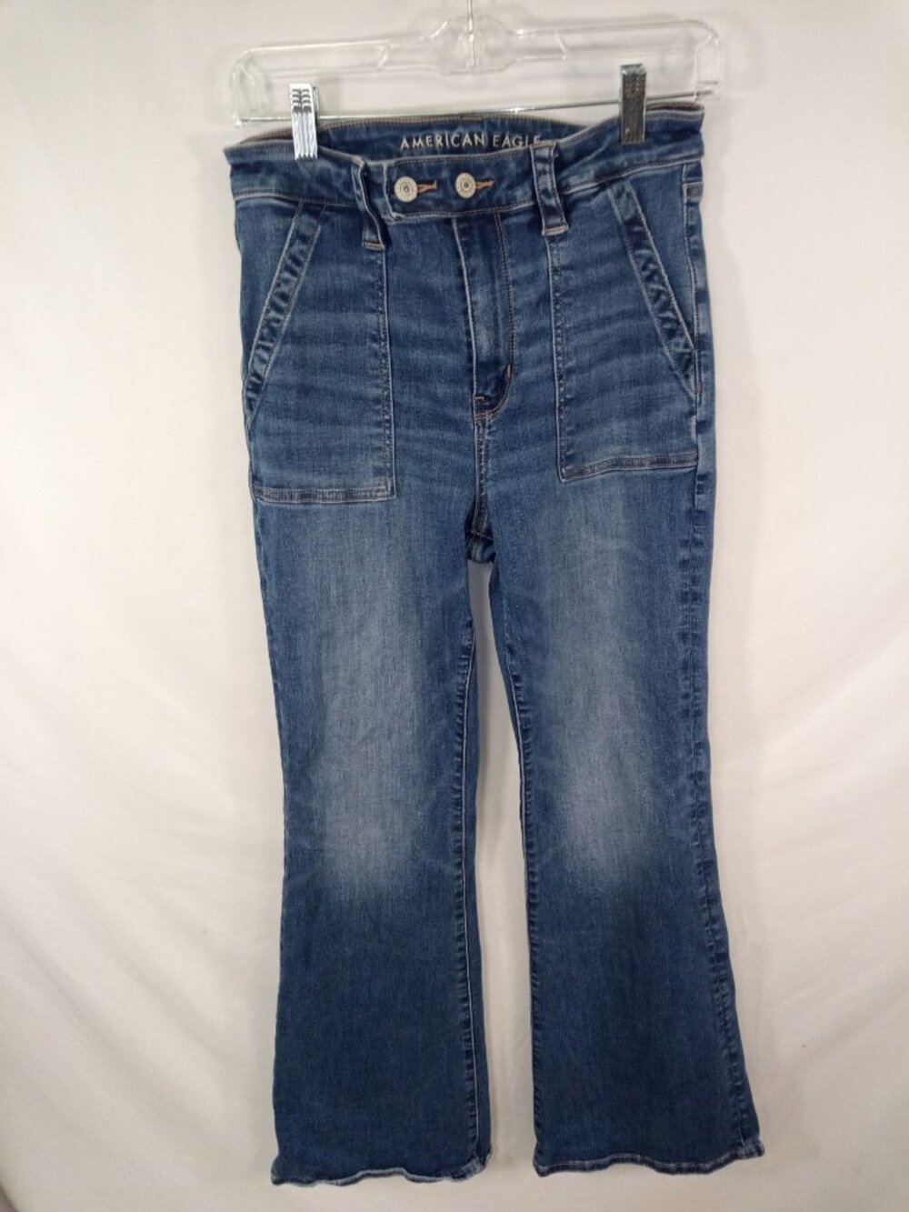 American Eagle Women's Blue Next Level Stretch Flare & Wide Leg Jeans Sz 8